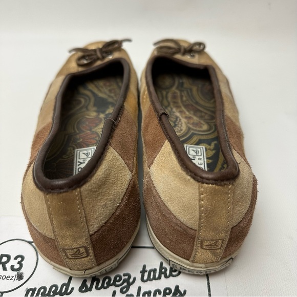 Sperry Womens Sz 7 M Top Sider Checker Slip On Comfort Shoes Gold Brown Flats - Picture 4 of 8
